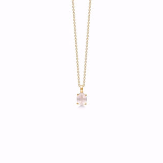 Guld & Sølv - 8kt hálsketa við Rosa Quartz