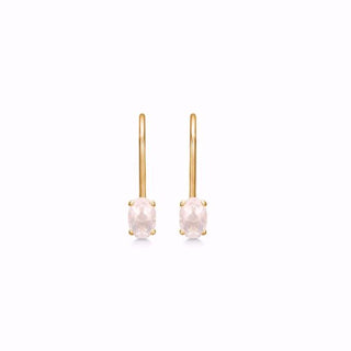 Guld & Sølv - 8kt oyraringar við rosa quartz