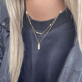 Gylt hálsketa við zirkonia steinum - Guld & Sølv