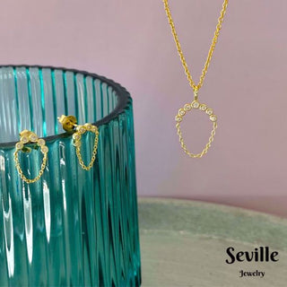 Gylt hálsketa við zirkonia steinum - Guld & Sølv