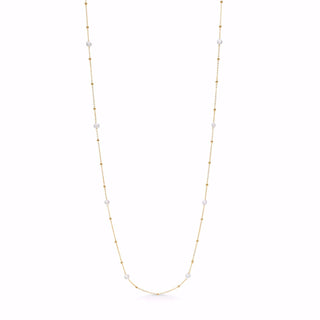 GYLT HÁLSKETA VIÐ feskvatns perlum - GULD OG SØLV