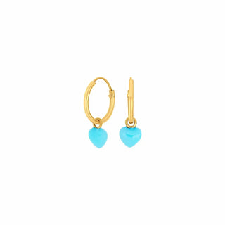 Barnasmúkkur - Oyrnalokkar Blátt Emalj Hjarta -   Gylt Silvur Creoler