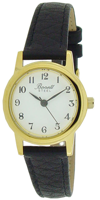 Bonett gylt stál við leður reim