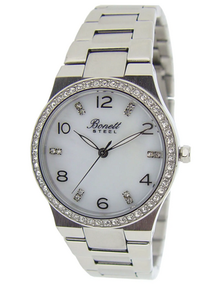 Bonett stál ur við perlumóður skivu